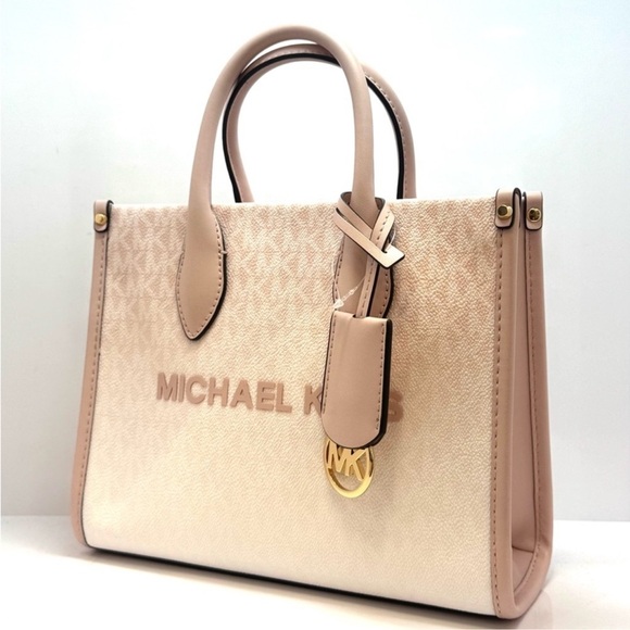 Michael Kors Mirella Small Ombré Signature Logo Crossbody Bag Powder Blush - Picture 3 of 11